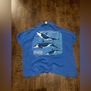 Vintage 1990 National Wildlife Federation Killer Whales Tee XL